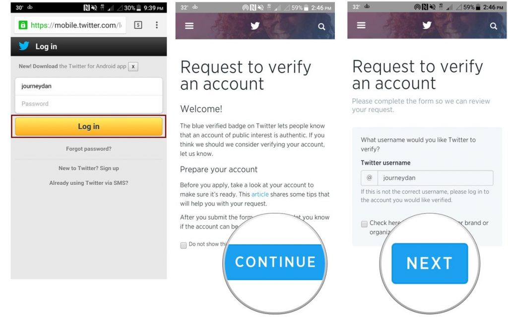 Tutorial: Verifying your Twitter account on Android