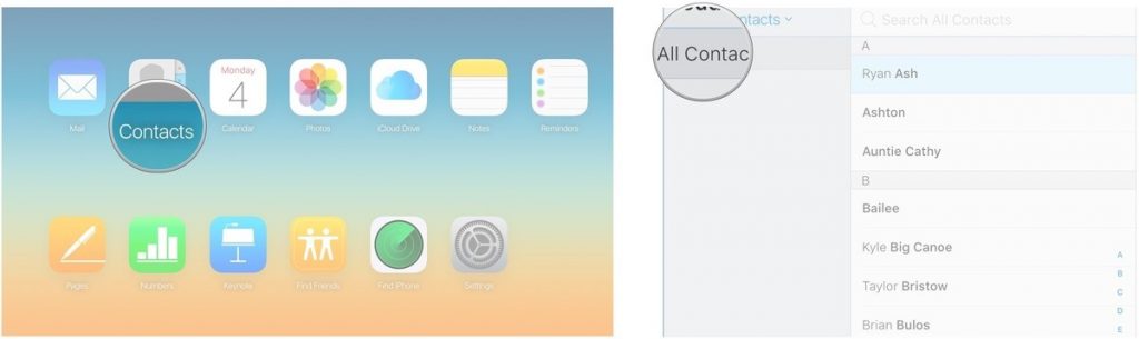 How can I move my iPhone contacts to my Android phone via iCloud